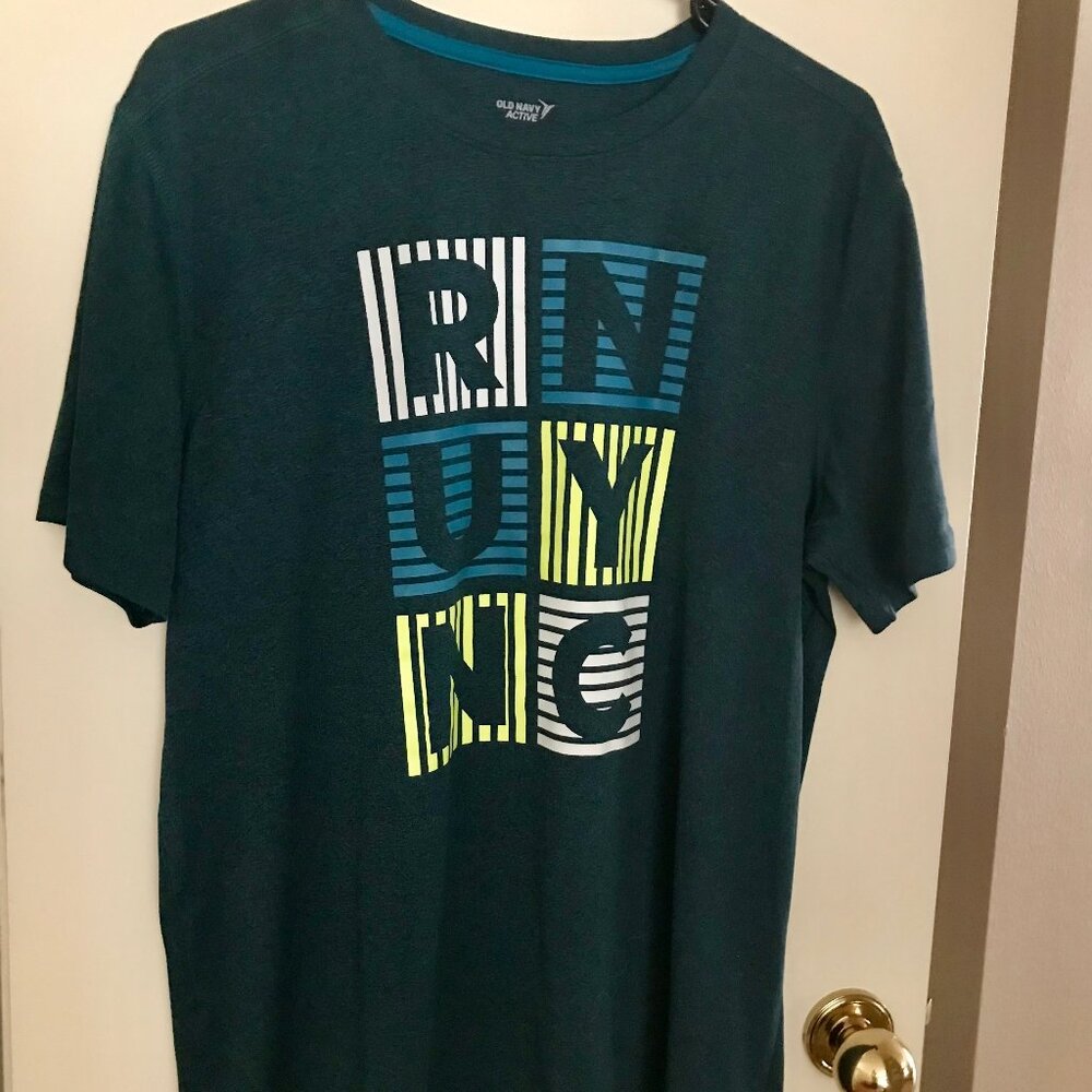 Old Navy Active Men’s Large Teal Graphic Performance T-Shirt